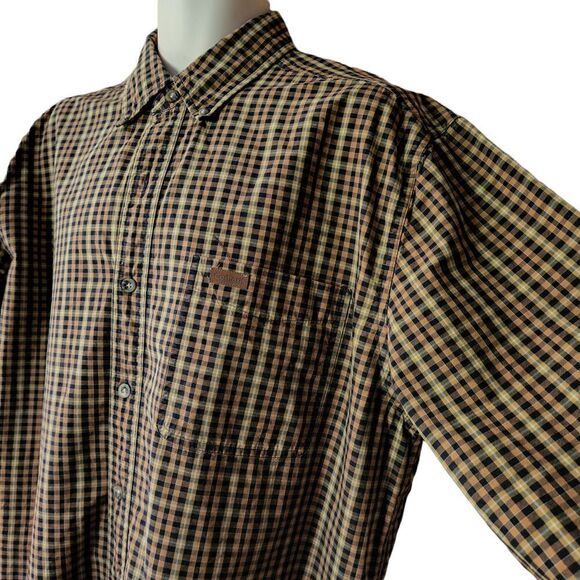 Carhartt Button Down Shirt Men's Large Yellow & Black Plaid Pocket Long Sleeves - Picture 3 of 7